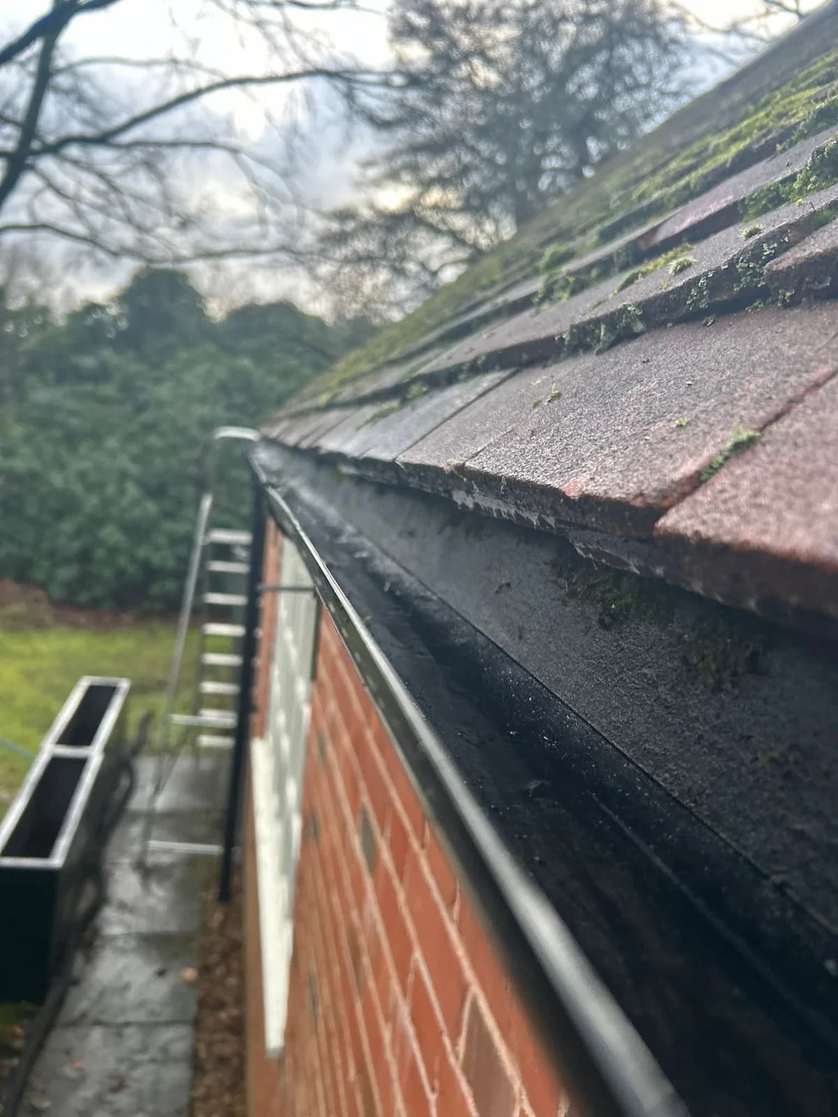 The same gutter with leaves removed after clearance by our team